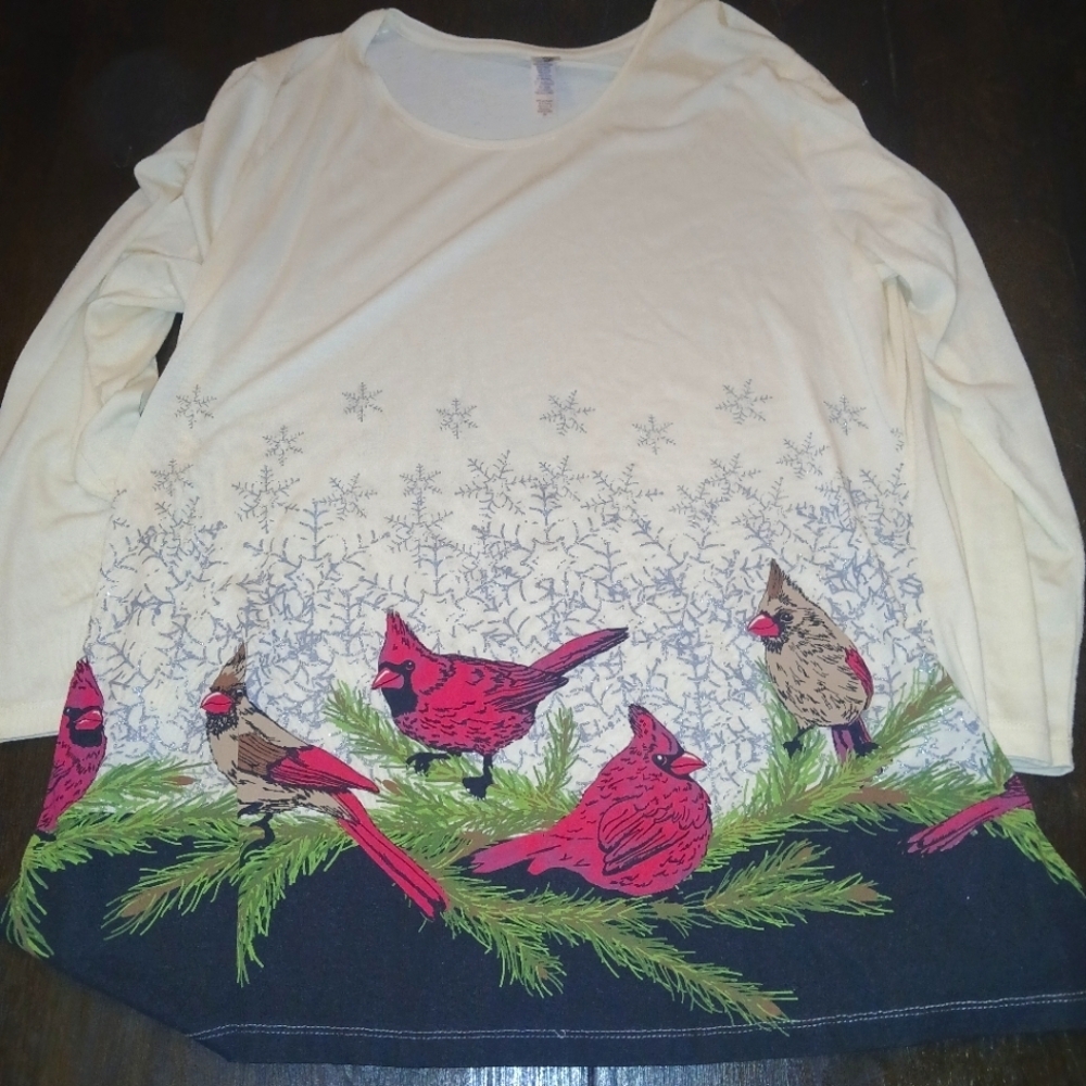 Mac & Belle Round Neck Long Sleeve Cardinal Club Shirt Size: 2X PLUS SIZE NEW - Picture 7 of 9
